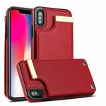For iPhone XS Max Metal Buckle Card Slots Phone Case(Red)