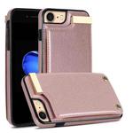 For iPhone SE 2022 / 2020 / 8 / 7 Metal Buckle Card Slots Phone Case(Rose Gold)