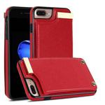 For iPhone 8 Plus / 7 Plus Metal Buckle Card Slots Phone Case(Red)