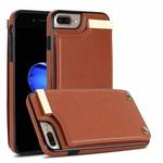 For iPhone 8 Plus / 7 Plus Metal Buckle Card Slots Phone Case(Brown)