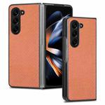 For Samsung Galaxy Z Fold5 Carbon Fiber Texture Back Cover Phone Case(Brown)