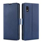 For Sharp Aqous Wish3 Ultra-thin Voltage Side Buckle Horizontal Flip Leather Phone Case(Blue)