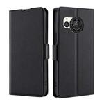 For Sharp Aquos R8 SH-52D Ultra-thin Voltage Side Buckle Horizontal Flip Leather Phone Case(Black)