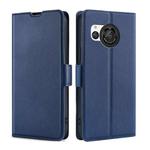 For Sharp Aquos R8 SH-52D Ultra-thin Voltage Side Buckle Horizontal Flip Leather Phone Case(Blue)