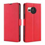 For Sharp Aquos R8 SH-52D Ultra-thin Voltage Side Buckle Horizontal Flip Leather Phone Case(Red)