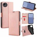 For Sharp Aqous wish5 Ultra-thin Voltage Side Buckle Horizontal Flip Leather Phone Case(Rose Gold)