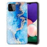For Samsung Galaxy A22 5G IMD Shell Pattern TPU Phone Case(Blue Gold Marble)