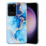 For Samsung Galaxy S20 Ultra IMD Shell Pattern TPU Phone Case(Blue Gold Marble)