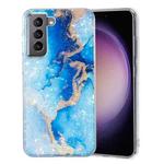 For Samsung Galaxy S21 FE 5G IMD Shell Pattern TPU Phone Case(Blue Gold Marble)