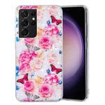 For Samsung Galaxy S21 Ultra 5G IMD Shell Pattern TPU Phone Case(Butterfly Flower)