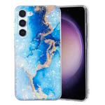 For Samsung Galaxy S23 5G IMD Shell Pattern TPU Phone Case(Blue Gold Marble)