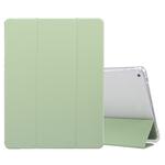 For iPad 9.7(2018)/(2017)/Air 2/Air 3-folding Electric Pressed Skin Texture Horizontal Flip Shockproof Transparent TPU + PU Leather Case with Holder & Pen Slot & Sleep / Wake-up Function(Green)