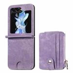 For Samsung Galaxy Z Flip5 Skin-feel PU Zipper Wallet Phone Case(Purple)