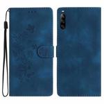 For Sony Xperia L4 Flower Butterfly Embossing Pattern Leather Phone Case(Blue)