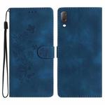 For Sony Xperia L3 Flower Butterfly Embossing Pattern Leather Phone Case(Blue)