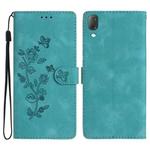 For Sony Xperia L3 Flower Butterfly Embossing Pattern Leather Phone Case(Sky Blue)