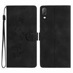 For Sony Xperia L3 Flower Butterfly Embossing Pattern Leather Phone Case(Black)