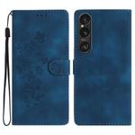 For Sony Xperia 1 VI Flower Butterfly Embossing Pattern Leather Phone Case(Blue)