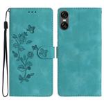 For Sony Xperia 10 VI Flower Butterfly Embossing Pattern Leather Phone Case(Sky Blue)