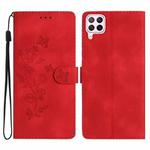 For Huawei P40 lite Flower Butterfly Embossing Pattern Leather Phone Case(Red)