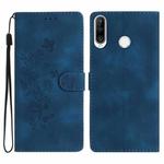 For Huawei Y6p Flower Butterfly Embossing Pattern Leather Phone Case(Blue)