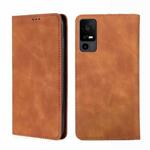 For TCL 40 XE 5G / 40X 5G T601D Skin Feel Magnetic Leather Phone Case(Light Brown)