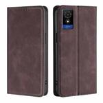 For TCL 501 4G Skin Feel Magnetic Leather Phone Case(Dark Brown)