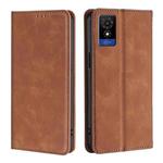 For TCL 501 4G Skin Feel Magnetic Leather Phone Case(Light Brown)