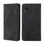 For Sharp Aqous Wish3 Skin Feel Magnetic Leather Phone Case(Black)