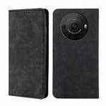 For Sharp Aquos R8 SH-52D Skin Feel Magnetic Leather Phone Case(Black)
