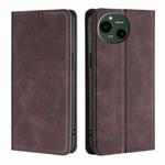 For Sharp Aquos R9 Skin Feel Magnetic Leather Phone Case(Dark Brown)