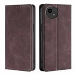 For Sharp Aquos Wish4 Skin Feel Magnetic Leather Phone Case(Dark Brown)