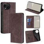 For Sharp Aquos R10 Skin Feel Magnetic Leather Phone Case(Dark Brown)