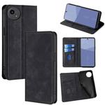 For Sharp Aqous wish5 Skin Feel Magnetic Leather Phone Case(Black)