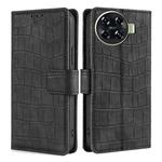 For Tecno Spark 20 Pro+ 4G Skin Feel Crocodile Magnetic Clasp Leather Phone Case(Black)