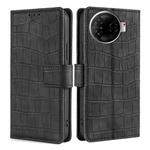 For Tecno Camon 30 Pro 5G Skin Feel Crocodile Magnetic Clasp Leather Phone Case(Black)