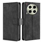 For Tecno Camon 30 Skin Feel Crocodile Magnetic Clasp Leather Phone Case(Black)