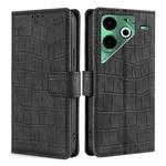 For Tecno Pova 6 Neo 4G Skin Feel Crocodile Magnetic Clasp Leather Phone Case(Black)