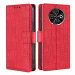 For Tecno Spark 30C 4G Skin Feel Crocodile Magnetic Clasp Leather Phone Case(Red)