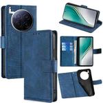 For Tecno Camon 40 Premier 5G Skin Feel Crocodile Magnetic Clasp Leather Phone Case(Blue)