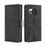 For Sharp Aquos R8 SH-52D Skin Feel Crocodile Magnetic Clasp Leather Phone Case(Black)