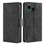 For Sharp Aquos R9 Skin Feel Crocodile Magnetic Clasp Leather Phone Case(Black)