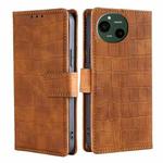 For Sharp Aquos R9 Skin Feel Crocodile Magnetic Clasp Leather Phone Case(Brown)