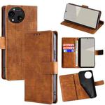 For Sharp Aquos R10 Skin Feel Crocodile Magnetic Clasp Leather Phone Case(Brown)