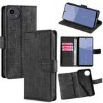 For Sharp Aqous wish5 Skin Feel Crocodile Magnetic Clasp Leather Phone Case(Black)