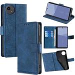 For Sharp Aqous wish5 Skin Feel Crocodile Magnetic Clasp Leather Phone Case(Blue)