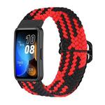 For Huawei Band 8 Nylon Braided Buckle Watch Band(Red Black)