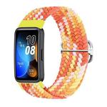 For Huawei Band 8 Nylon Braided Buckle Watch Band(Colorful Orange)