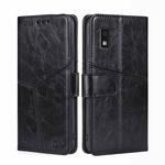 For Sharp Aqous Wish3 Geometric Stitching Leather Phone Case(Black)