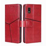 For Sharp Aqous Wish3 Geometric Stitching Leather Phone Case(Red)